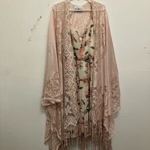 Rare Editions Pink Floral Lace Dress Set